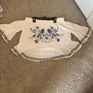 Off the shoulder white floral top